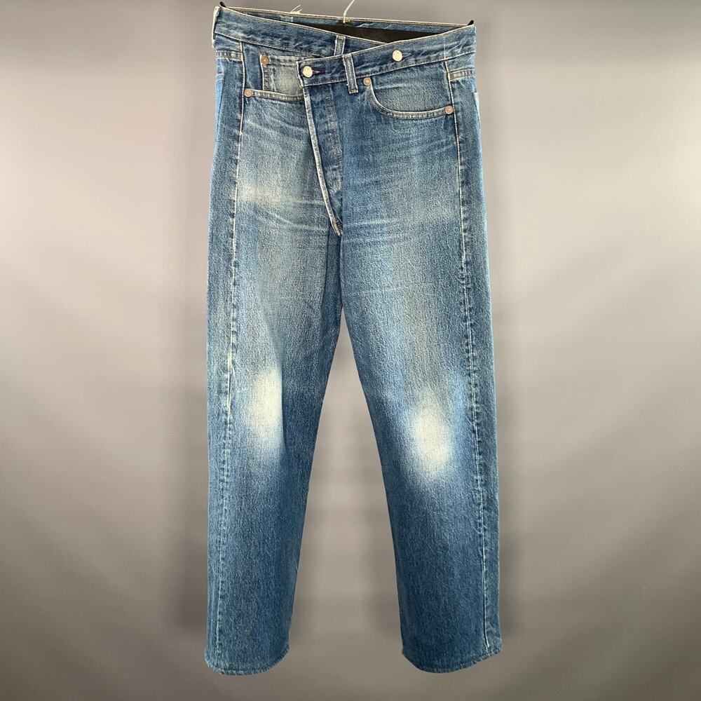 R13 Size 30 Blue Wash Cotton Button Fly Jeans